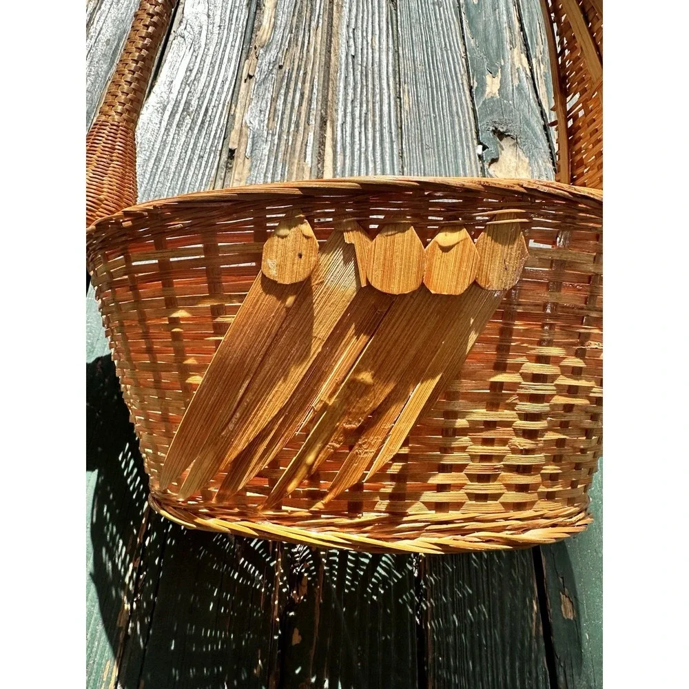 Goose Handled  Wicker Rattan Basket 19